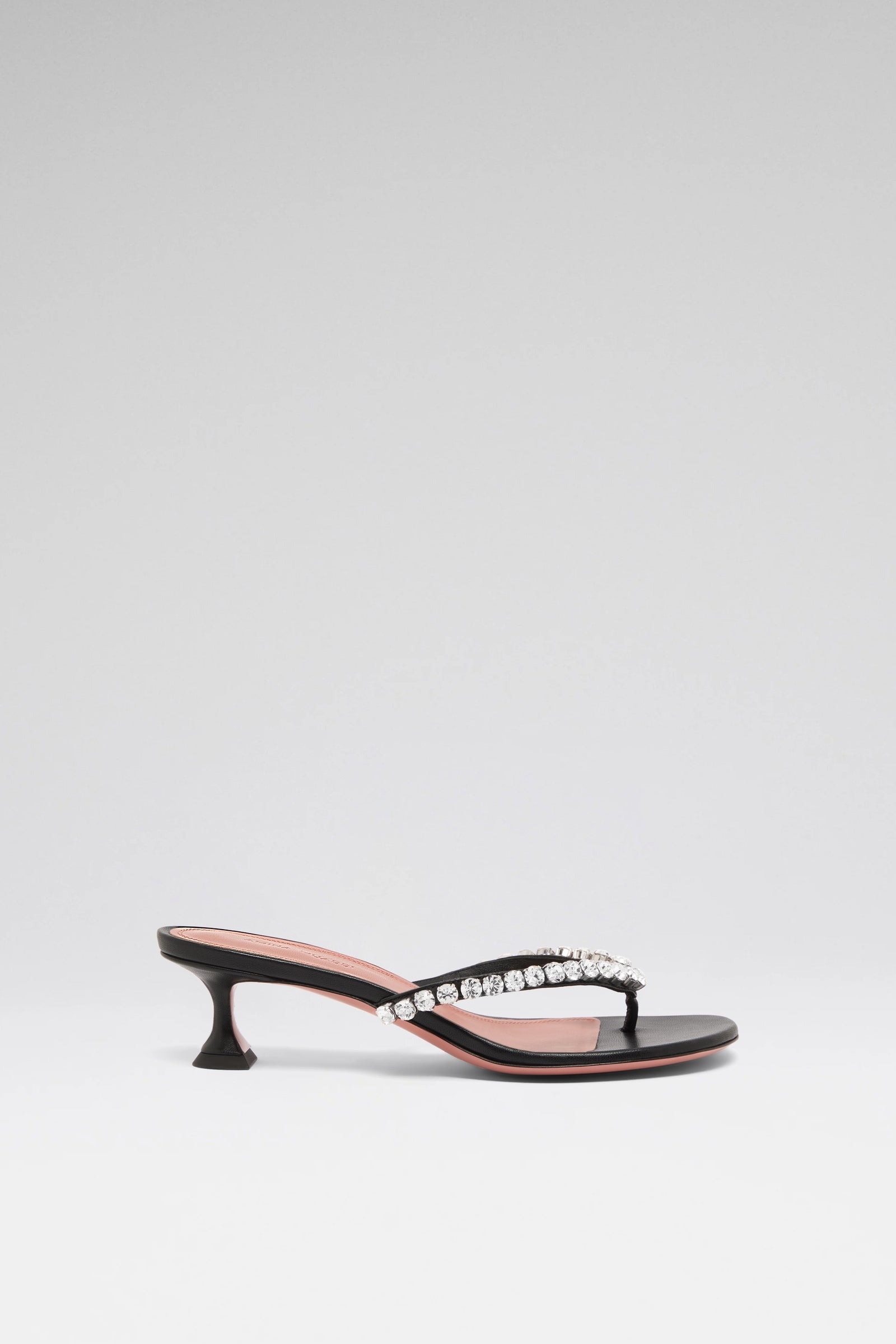 Gigi Thong Sandal Black Nappa And White Crystals - Image 3