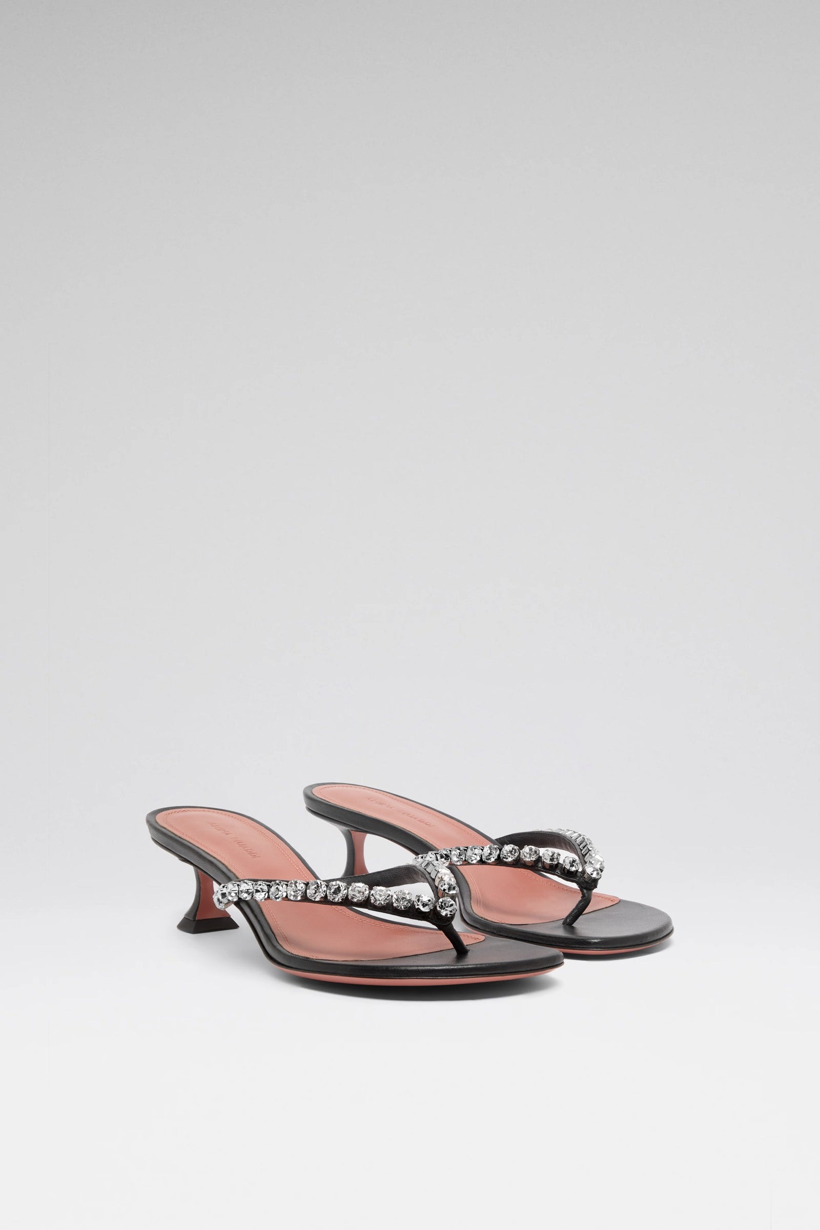 Gigi Thong Sandal Black Nappa And White Crystals - Image 5