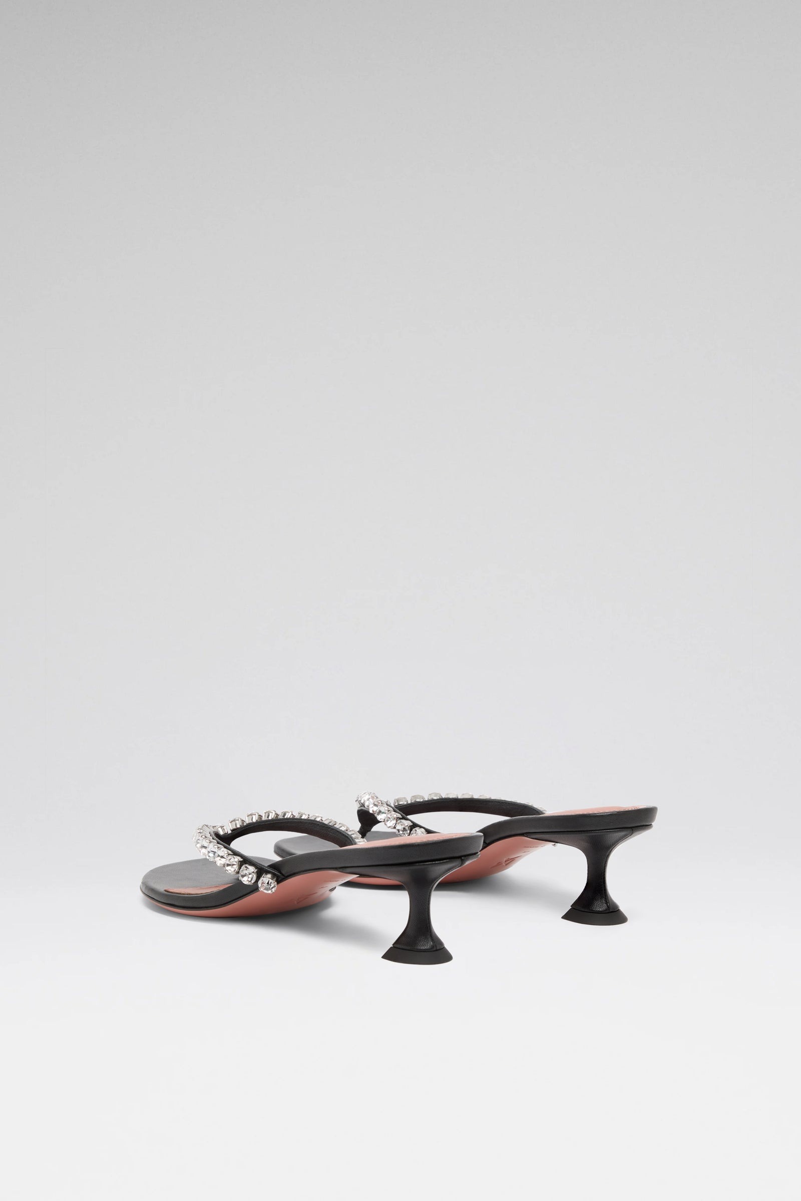 Gigi Thong Sandal Black Nappa And White Crystals - Image 2